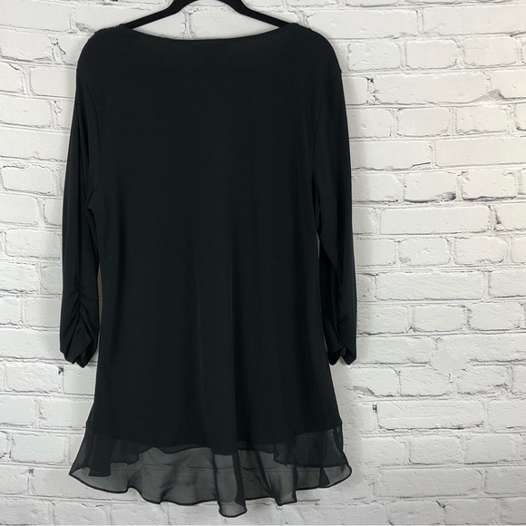 STYLE & CO. LACE FRONT BLACK TUNIC WITH GOLD ACCENTS. SIZE(XL) - Picture 2 of 13